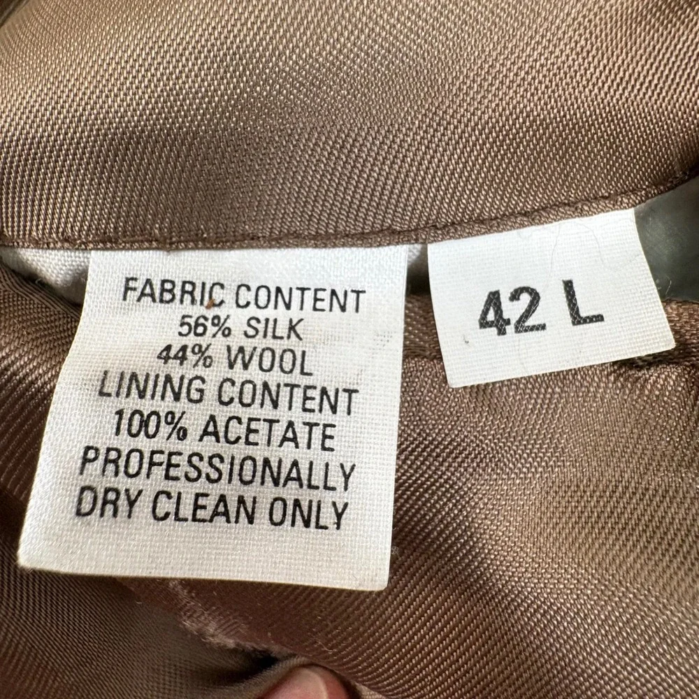 Mens Tailors Row by Deansgate 42L‎ Brown Silk Wool Blend Textured Blazer Jacket